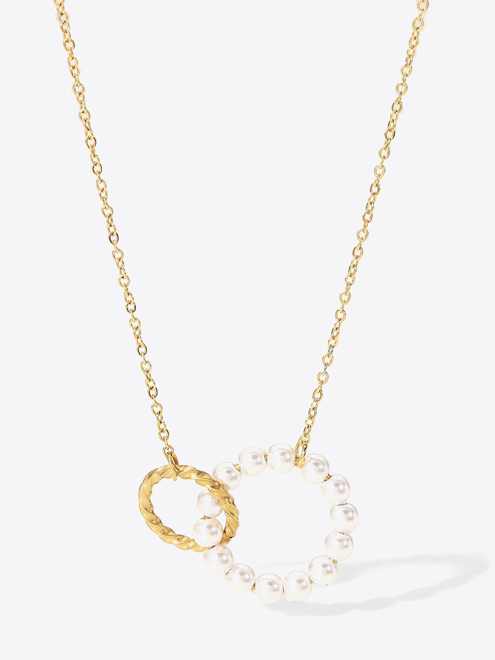 Pearl Hoop Link Pendant Necklace