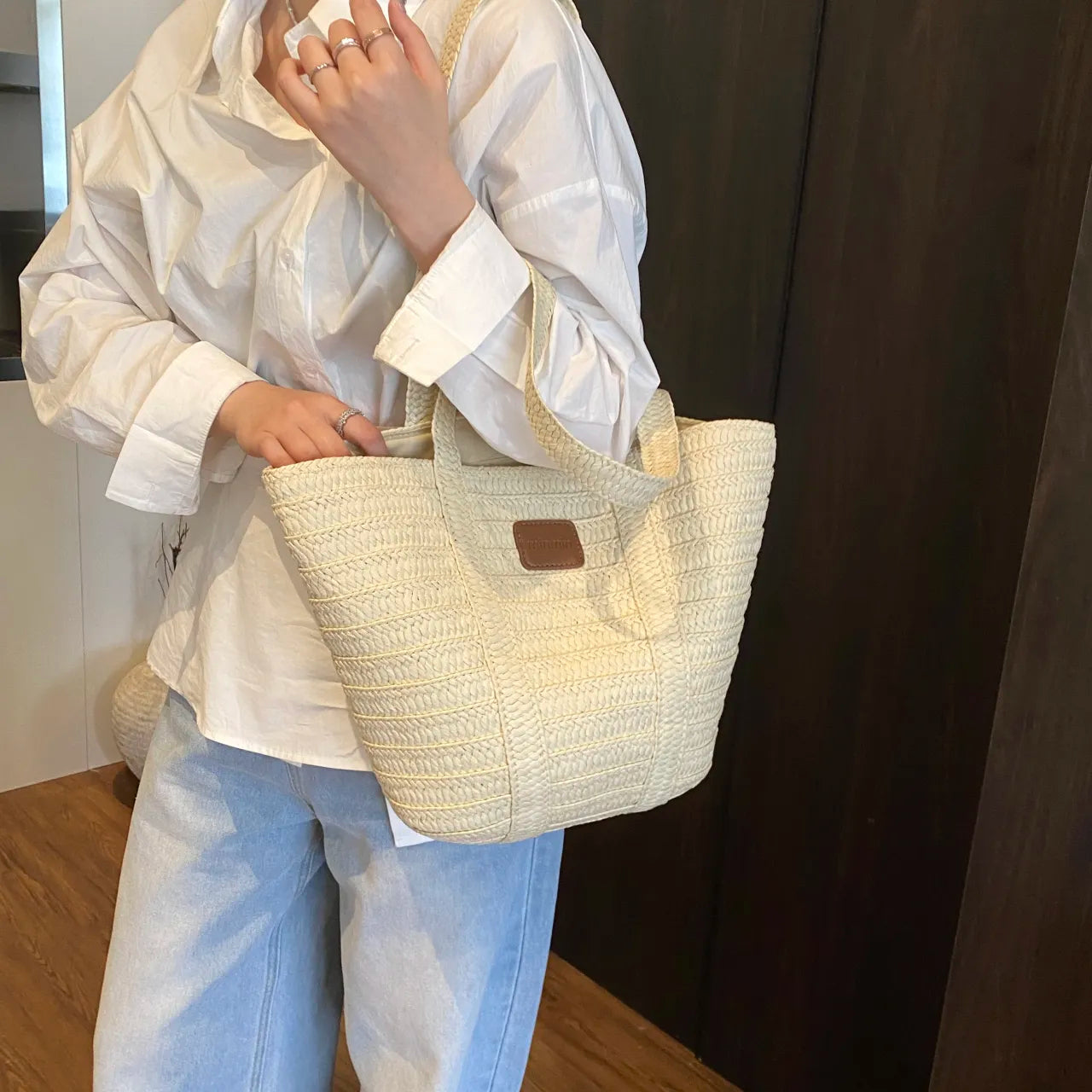 Woven Straw Beach Tote Bag Trendsi