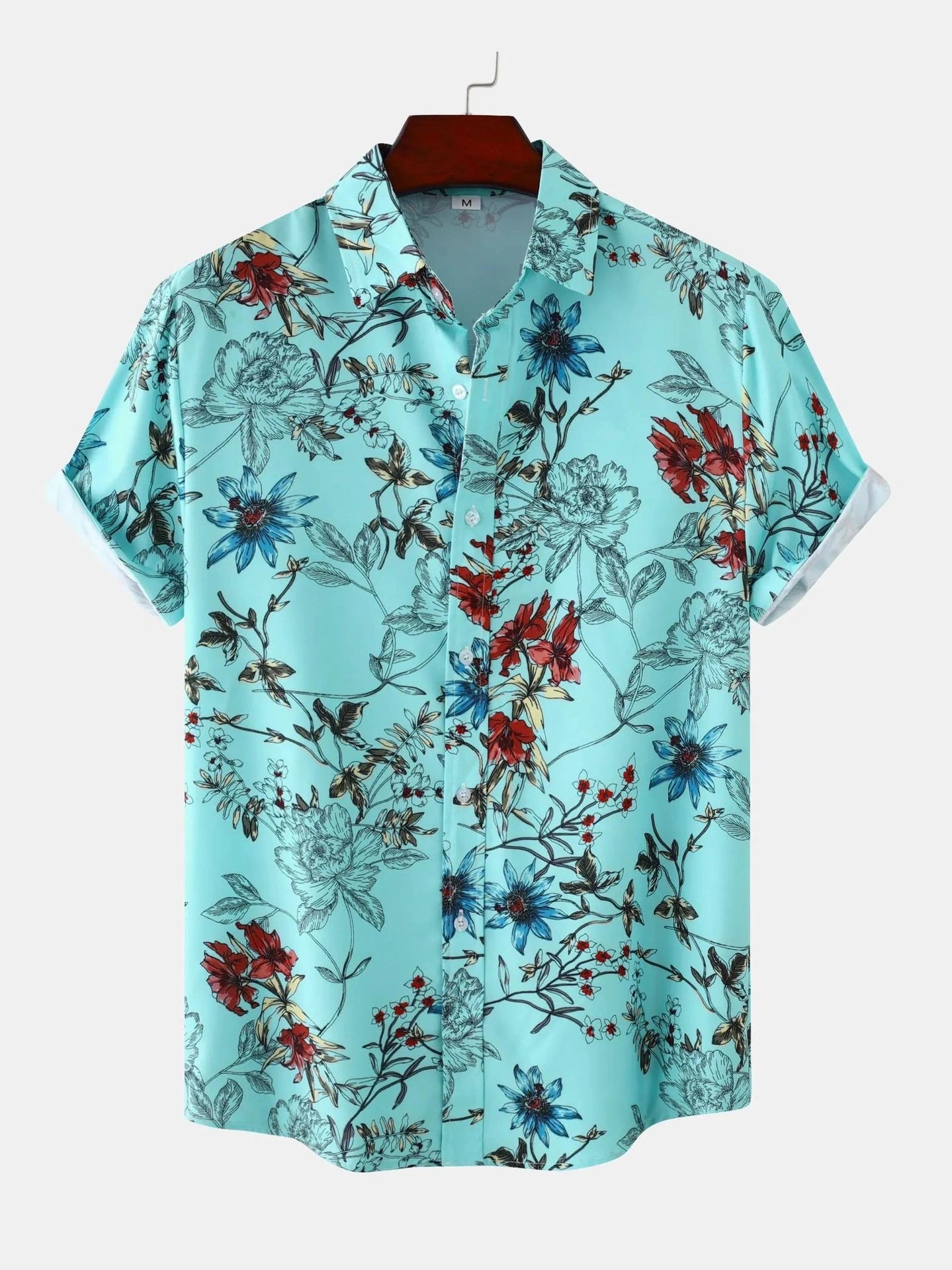 Men's Plus Size Floral Print Short Sleeve Button Down Casual Shirt Trendsi