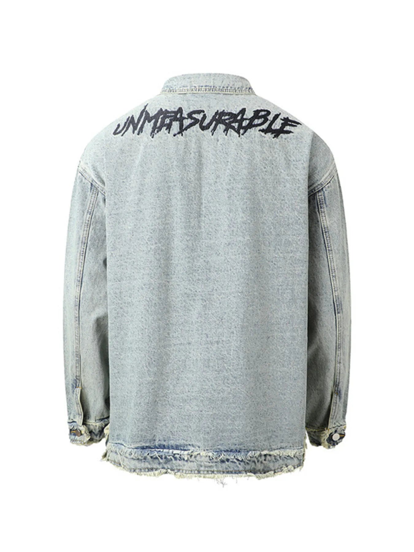 Men's Raw Hem Long Sleeve Denim Jacket Trendsi