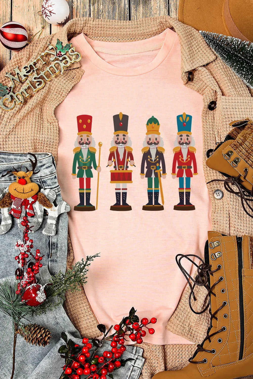 Nutcracker Round Neck Short Sleeve T-Shirt NicholesGifts