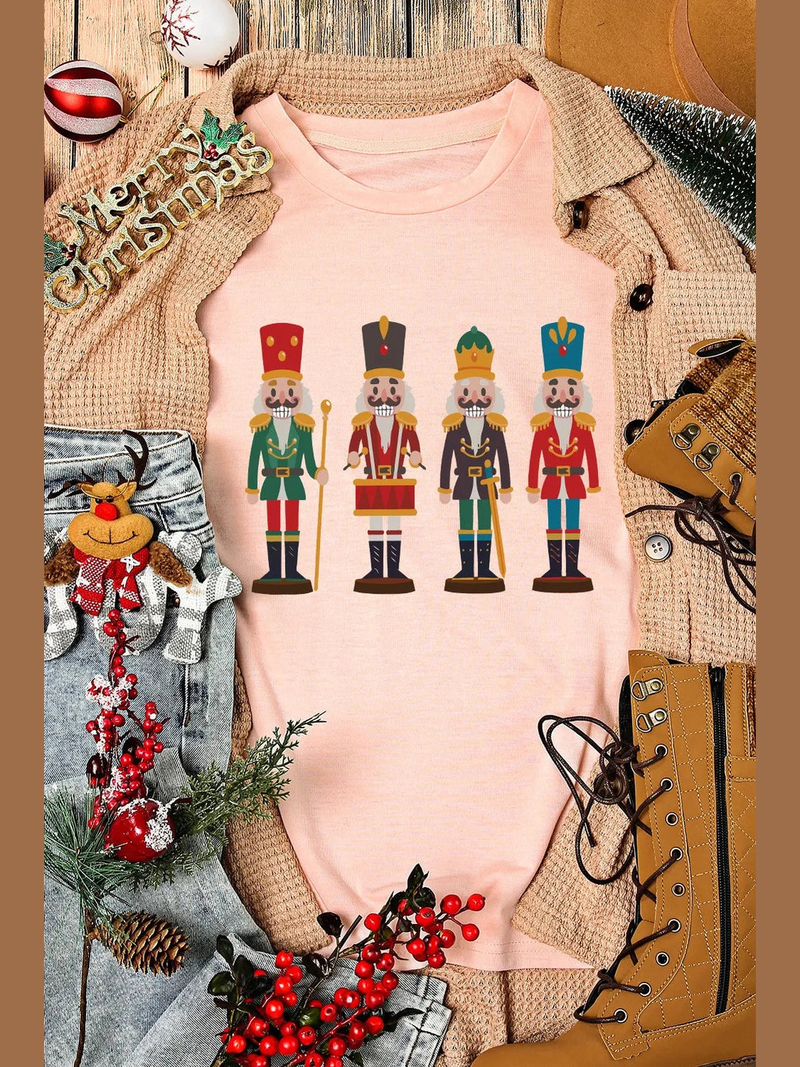 Nutcracker Round Neck Short Sleeve T-Shirt NicholesGifts