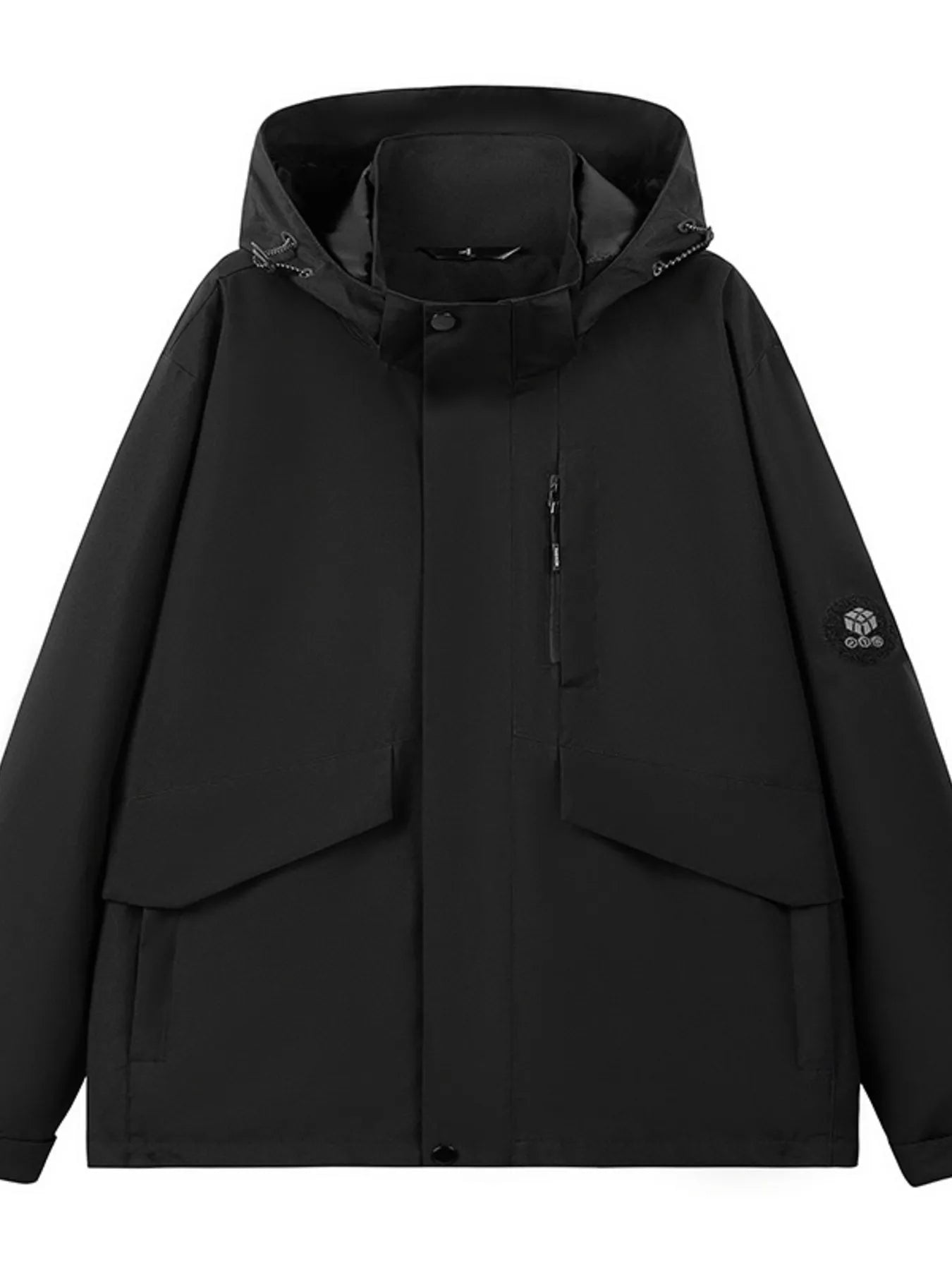 Men's Full Size Long Sleeve Hooded Windbreaker Jacket Plus Size Trendsi
