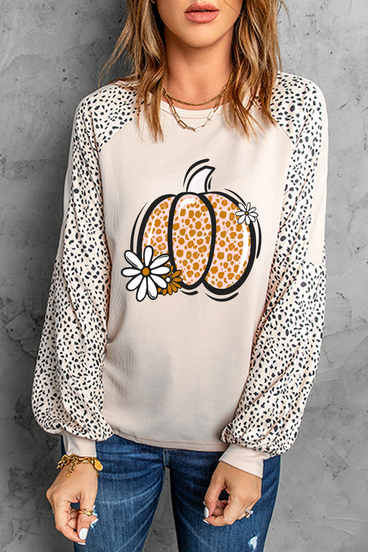 Pumpkin Graphic Round Neck Long Sleeve Top NicholesGifts