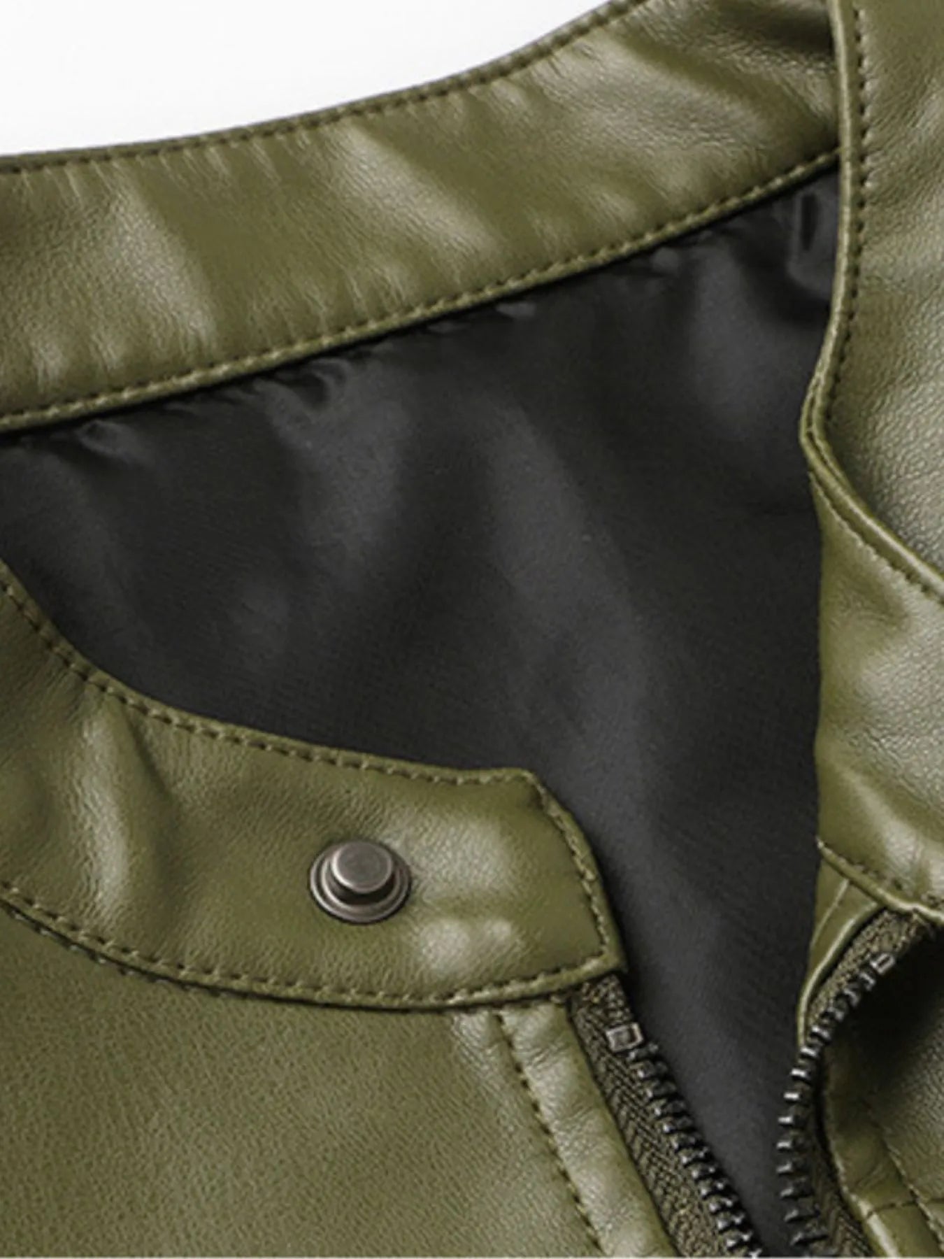 Men's Full Size Leather Zip Up Jacket Plus Size Trendsi