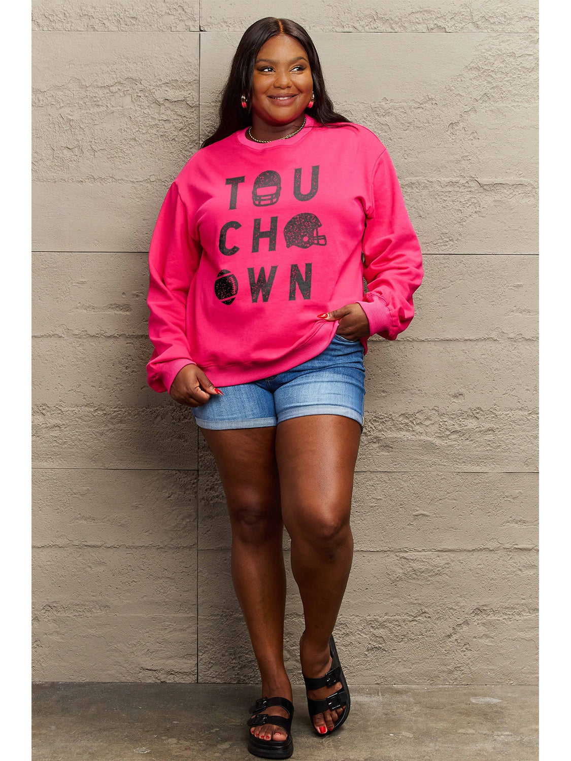 Women Simply Love Full Size Touchdown Long Sleeve Sweatshirt NicholesGifts