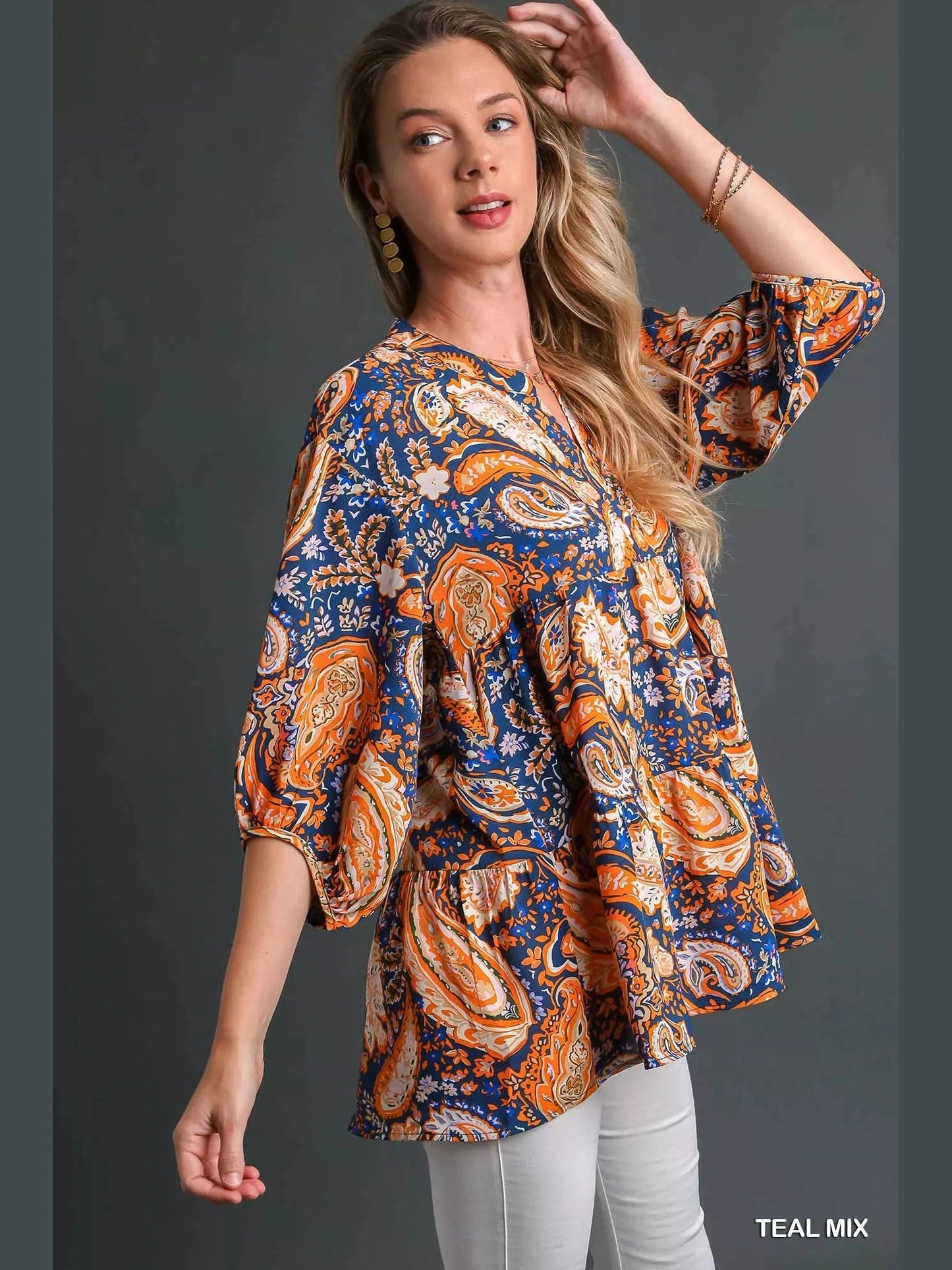Umgee Mix Paisley Boho Tunic Blouse NicholesGifts