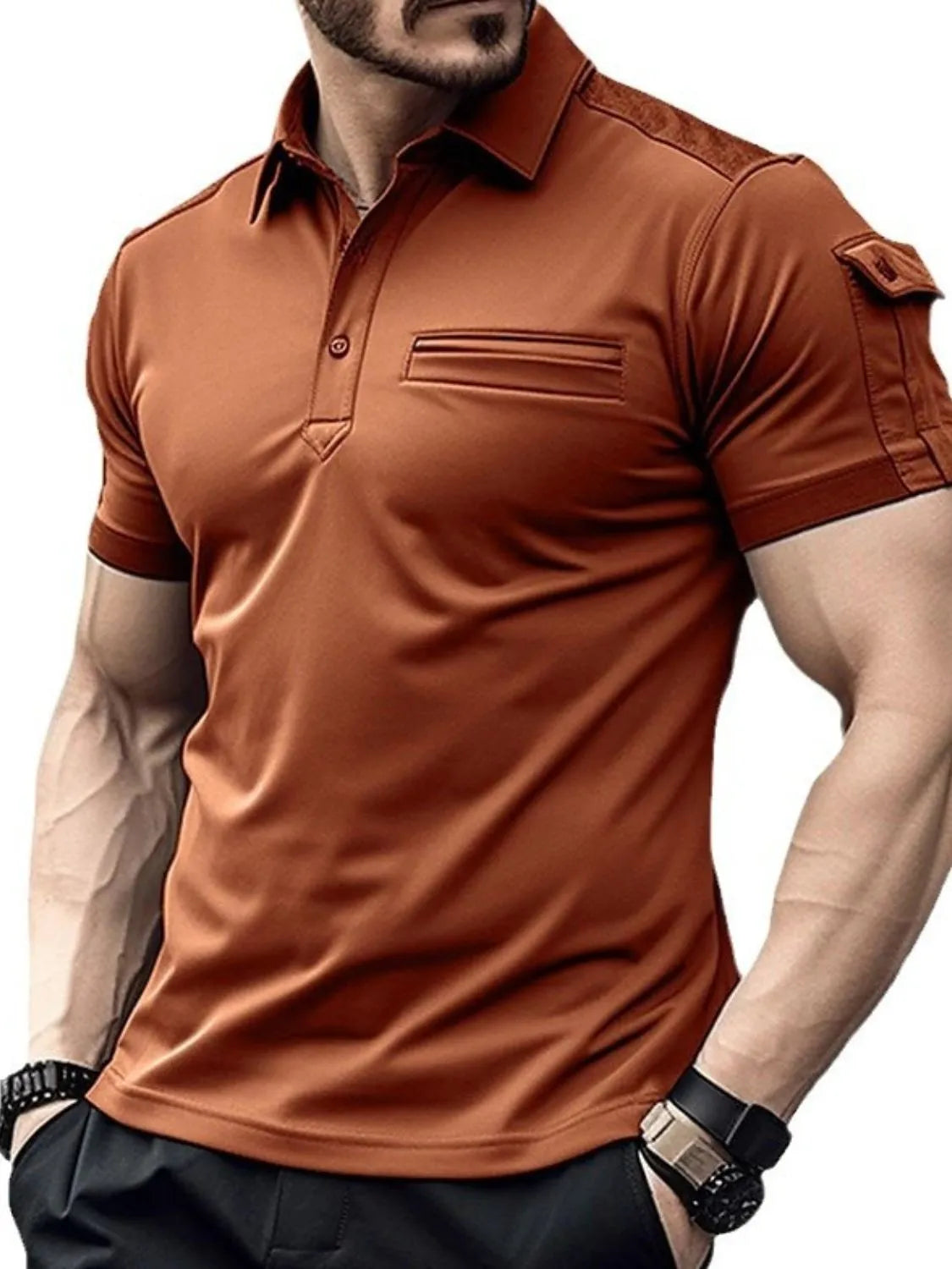 Men's Full Size Collared Neck Short Sleeve Polo Plus Size NicholesGifts