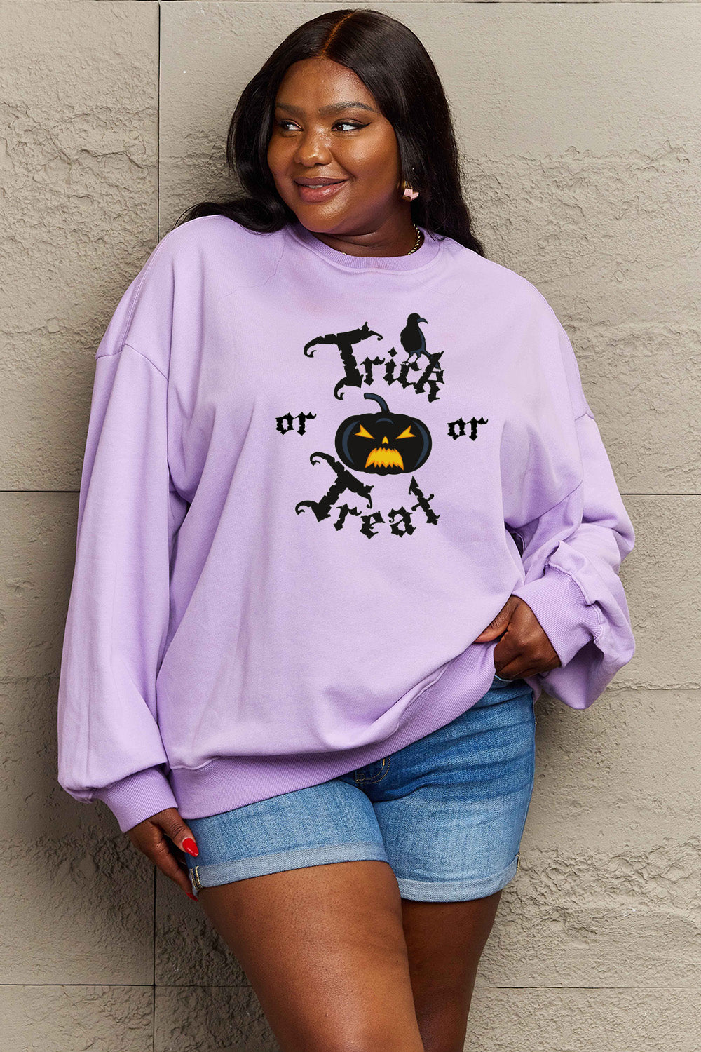 Simply Love Full Size TRICK OR TREAT Graphic Sweatshirt NicholesGifts