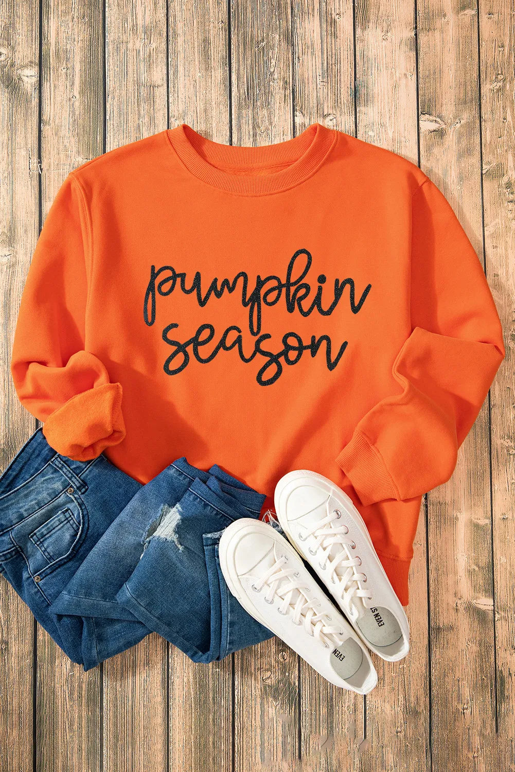 Letter Round Neck Long Sleeve Sweatshirt Trendsi