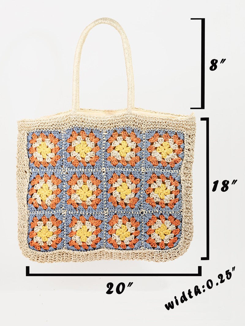 Women Fame Flower Braided Tote Bag NicholesGifts