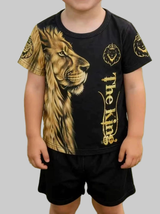 Children's King Graphic Short Sleeve Tee and Shorts Set nicholesgifts