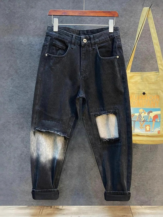 Men's Distressed Loose Fit Jeans Trendsi
