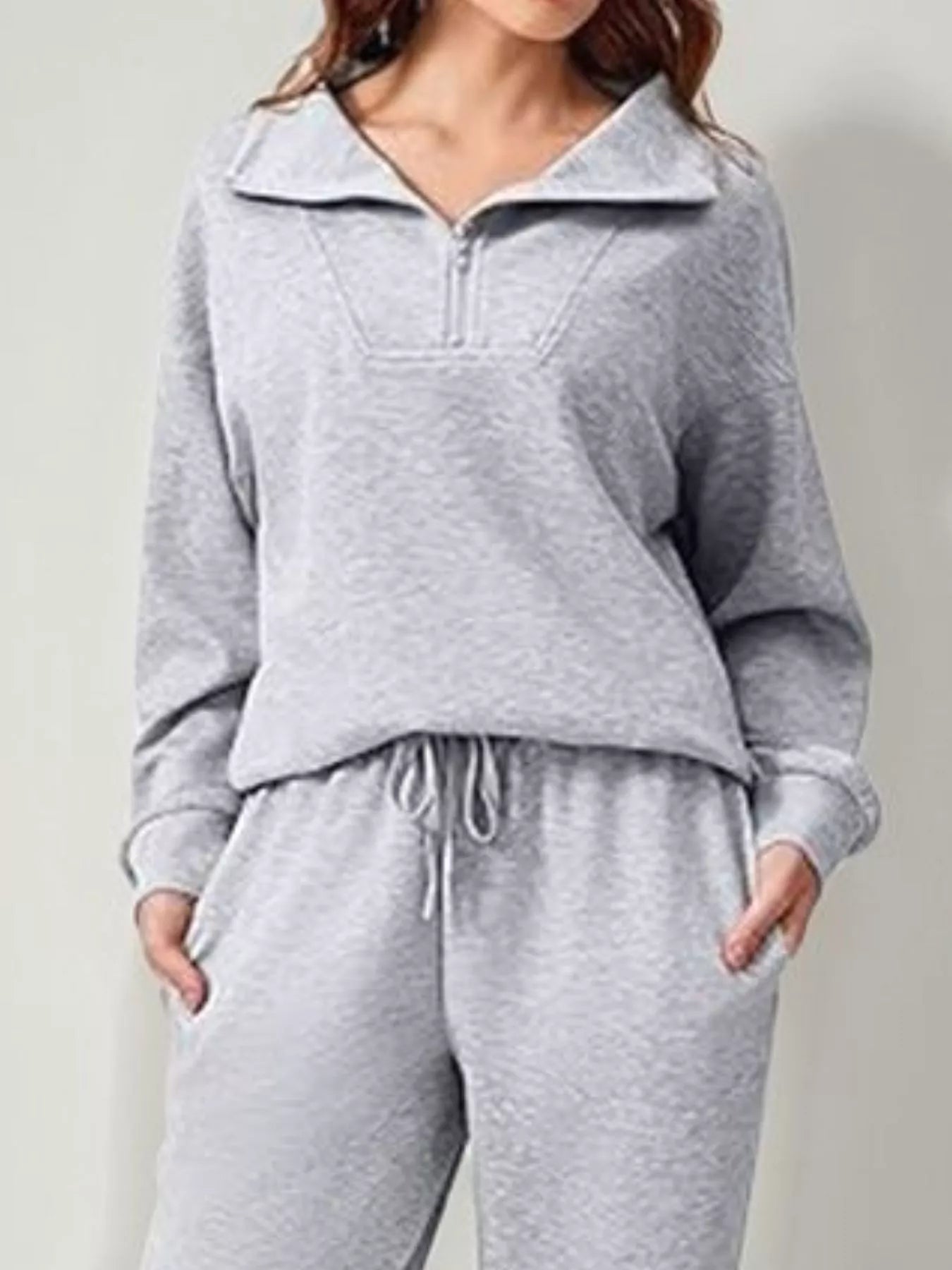Relaxed Fit Quarter-Zip Top and Pants Set nicholesgifts