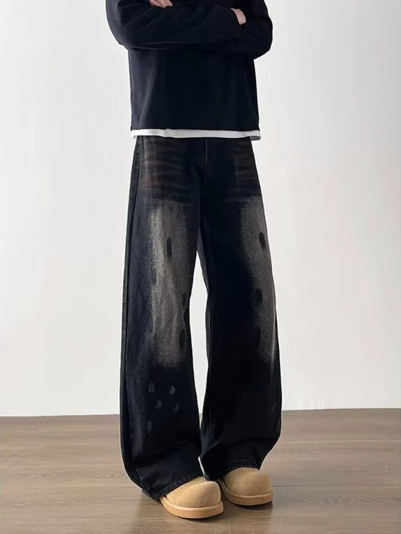 Men's Full Size Wide-Leg Jeans Plus Size Trendsi