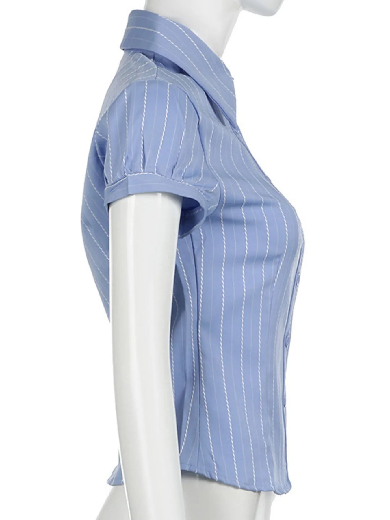 Striped Button-Down Collared Neck Shirt Trendsi