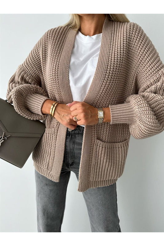 Open Front Dropped Shoulder Cardigan