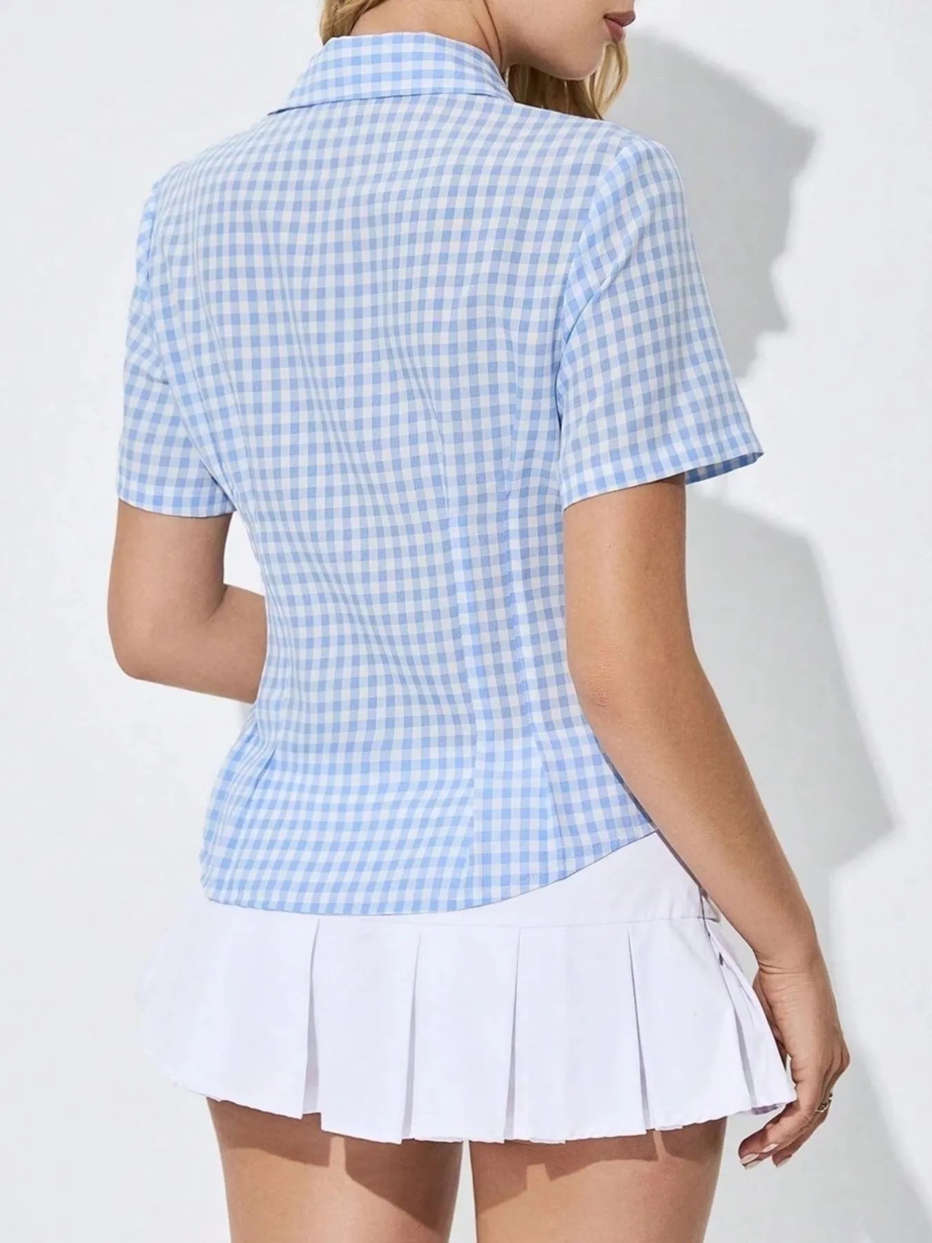 Gingham Short Sleeve Button-Up Shirt