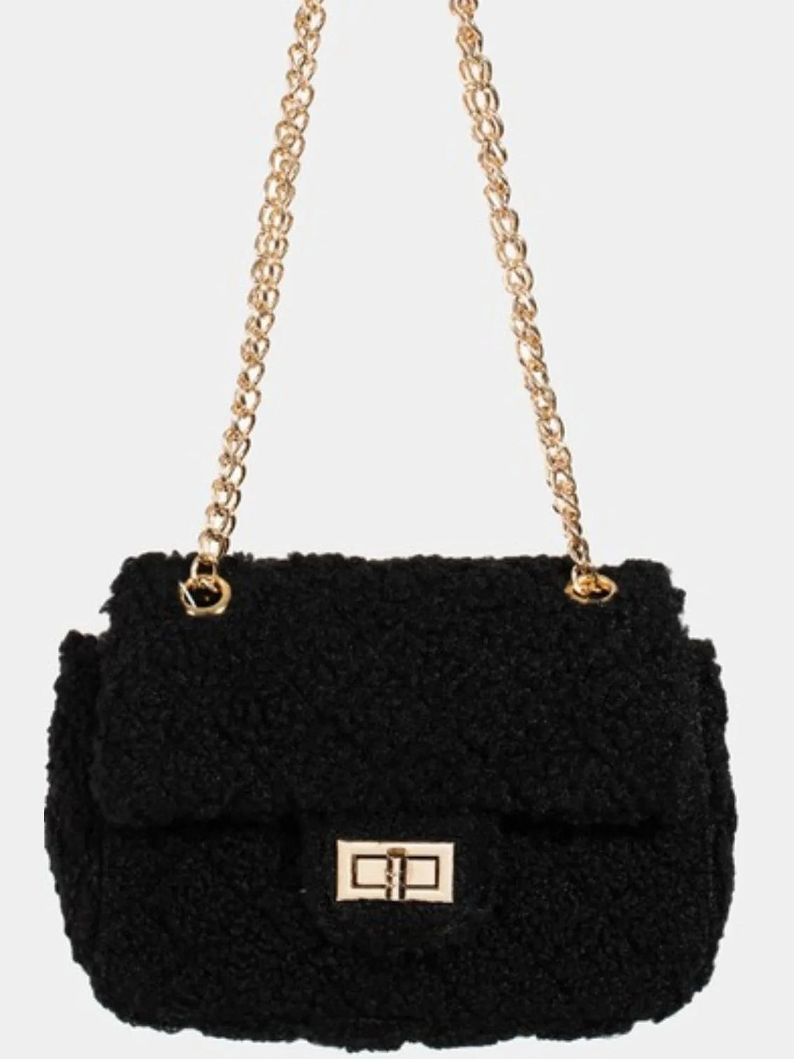 Fame Faux Fur Rectangle Crossbody Bag