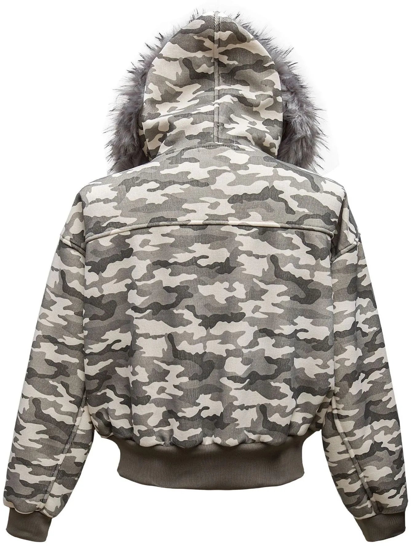 Men's Camouflage Faux Fur Hood Jacket Trendsi