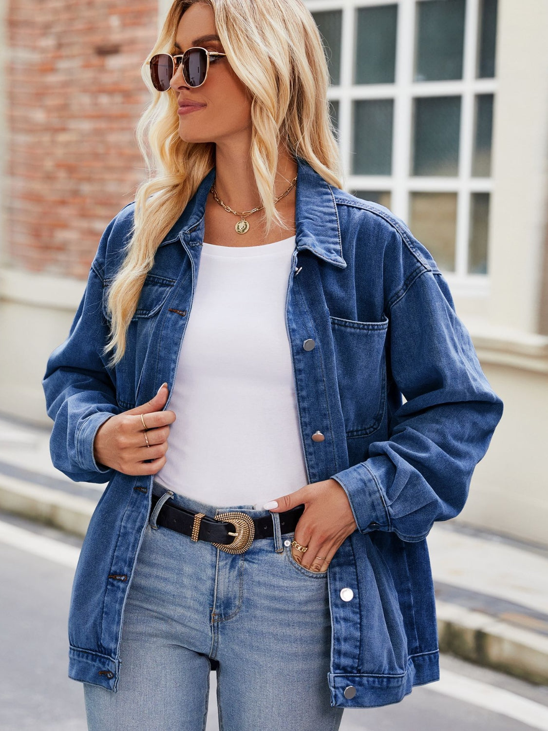 NicholesGifts Women Button Up Denim Jacket with Pockets NicholesGifts