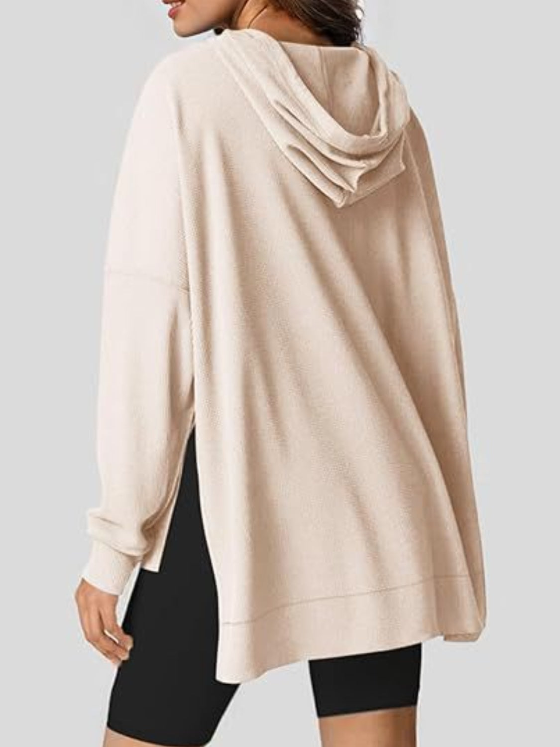 NicholesGifts Women Drawstring Slit Long Sleeve Hoodie NicholesGifts