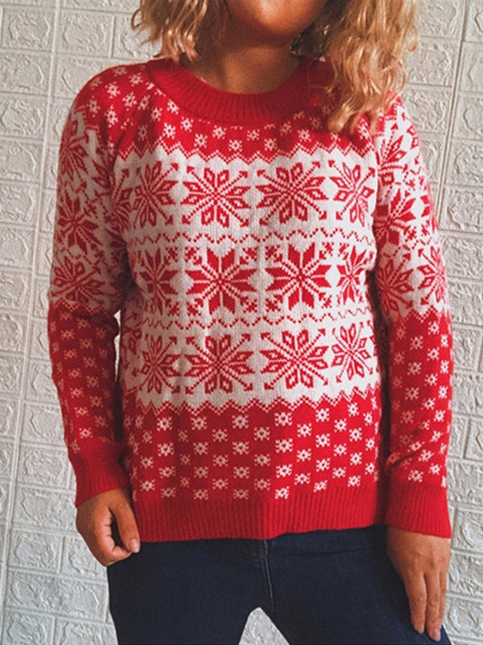 Snowflake Pattern Long Sleeve Sweater NicholesGifts
