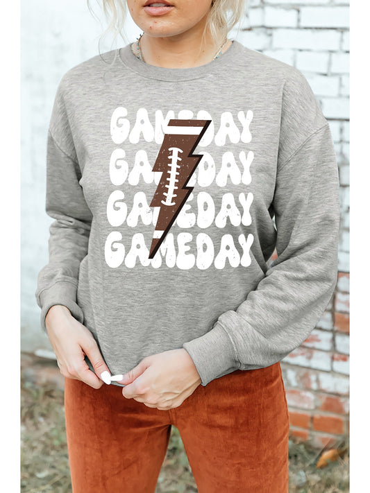 Women Game Day Round Neck Long Sleeve Sweatshirt