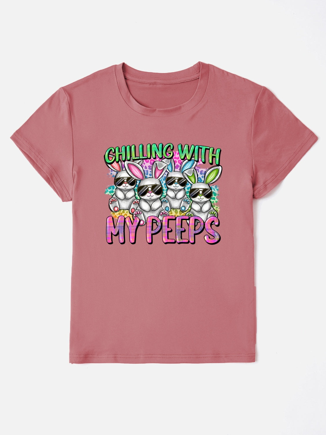 Women Chilling With My Peeps Round Neck Short Sleeve T-Shirt NicholesGifts