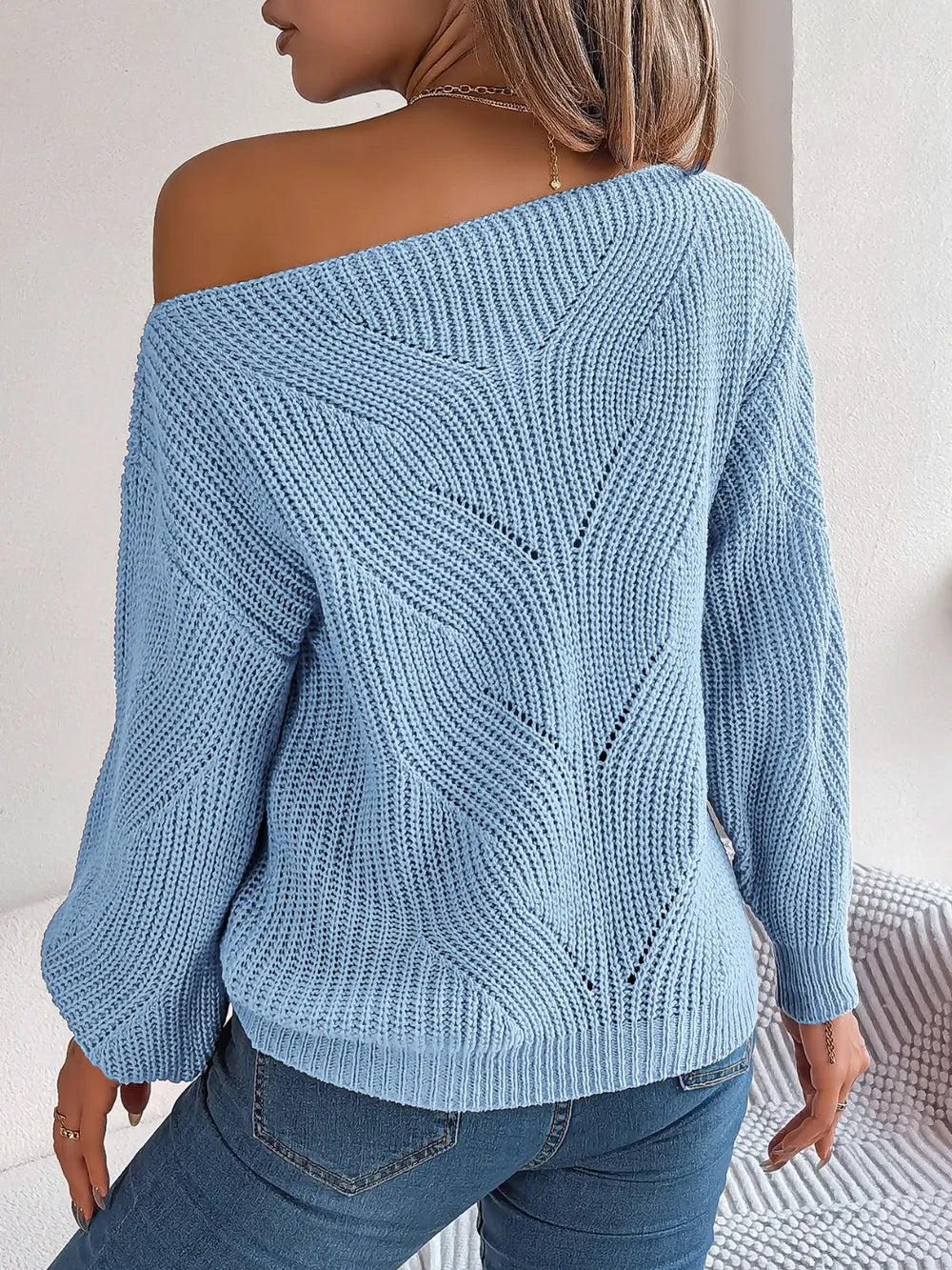 Openwork Long Sleeve Sweater nicholesgifts