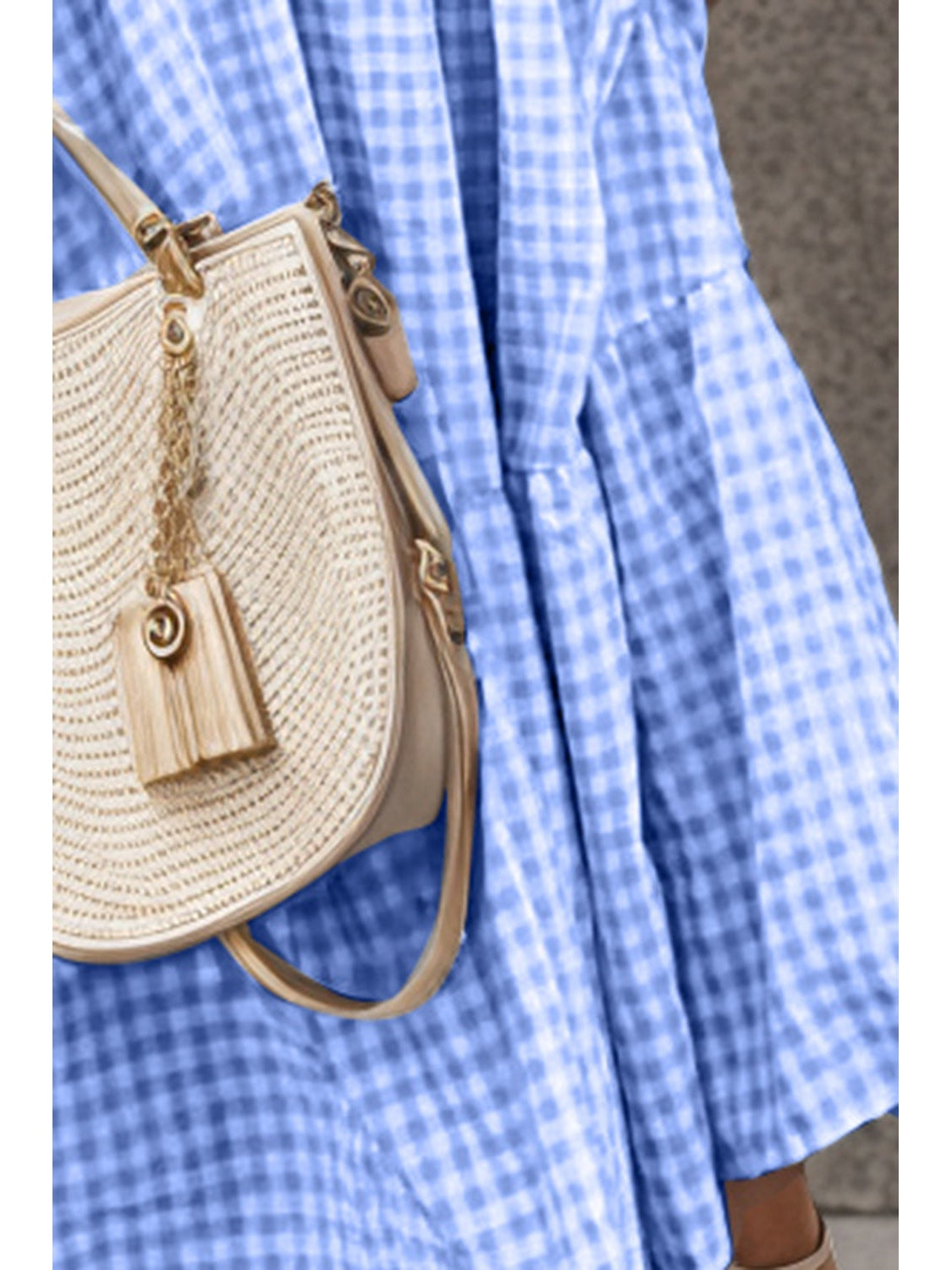 Women Full Size Smocked Ruffled Plaid Ruffle Hem Dress