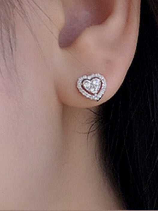 Women Rhinestone Love Stud Earrings For Women Temperament Fashion Heart-shape Earrings nicholesgifts