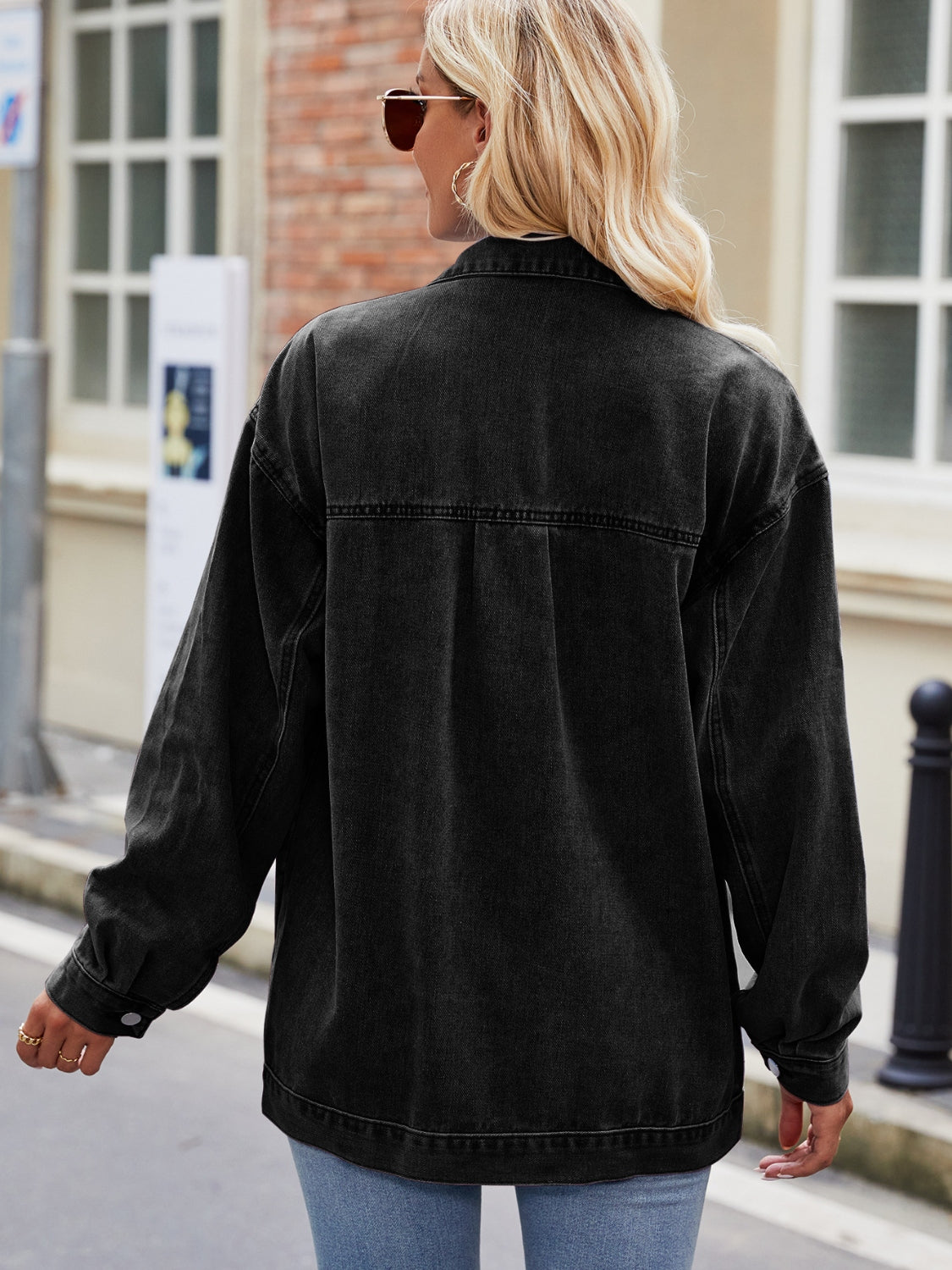 Button Up Denim Jacket with Pockets Trendsi