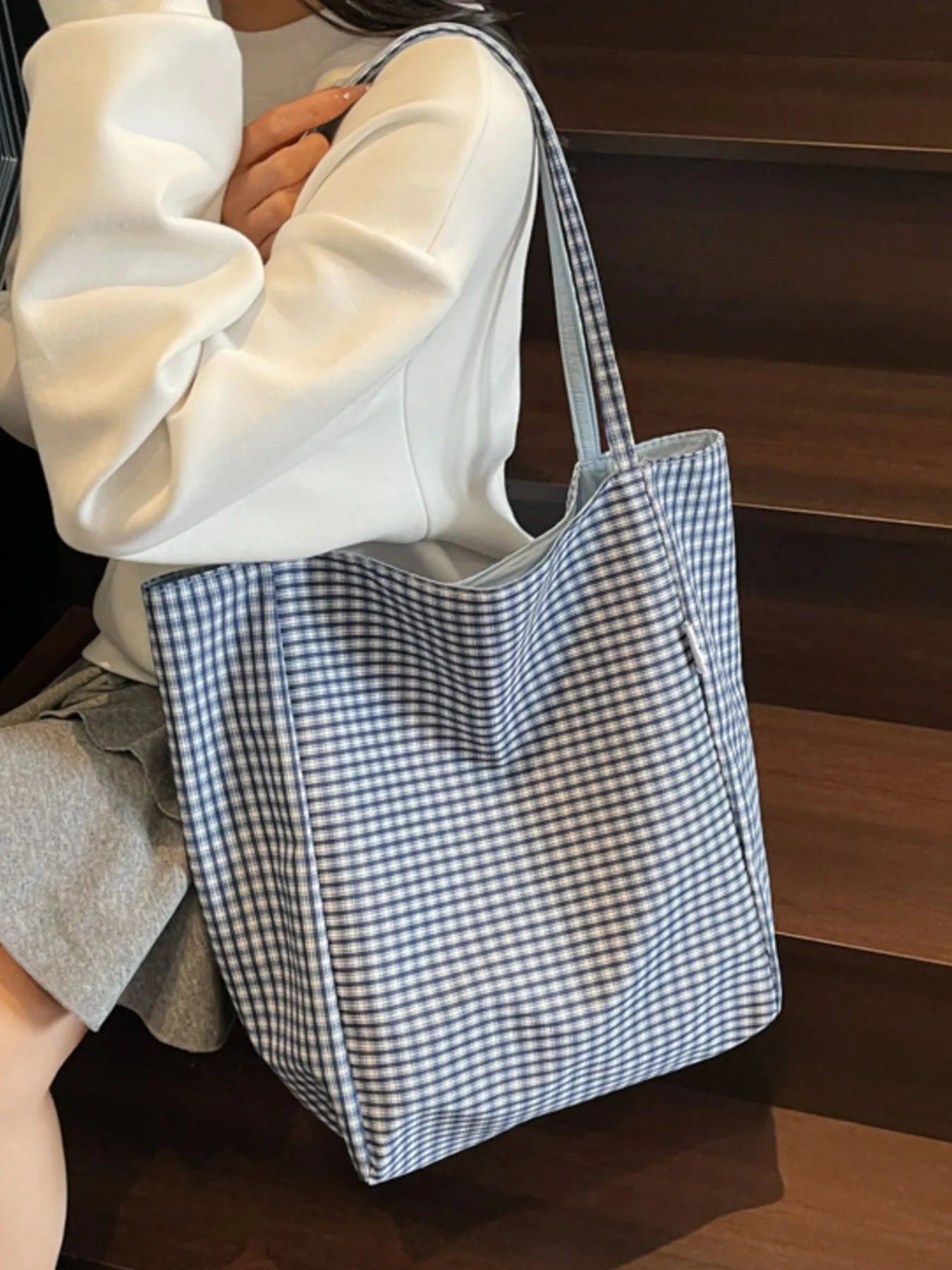 Plaid Pattern Tote Bag Trendsi