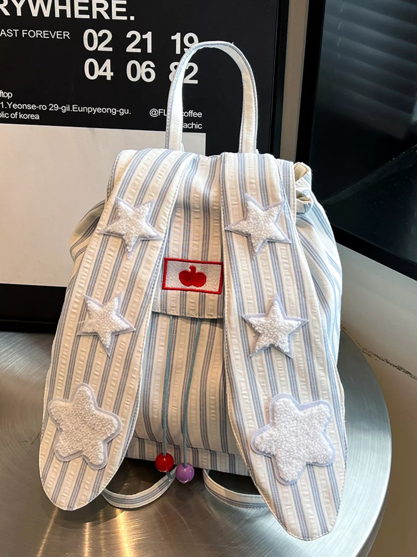 Striped Star Bunny Ear Backpack Bag nicholesgifts