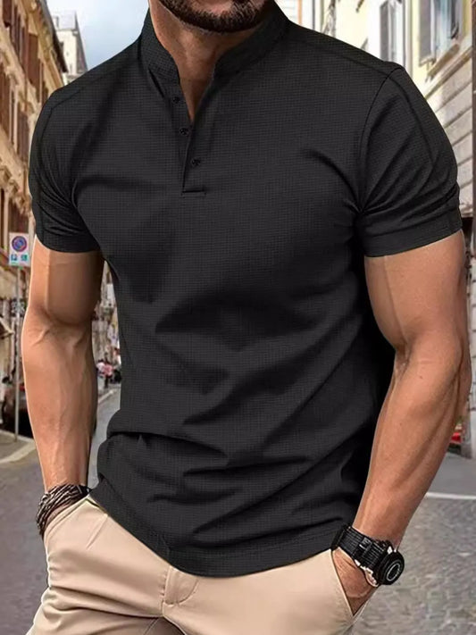 Men's Full Size Button Detail Short Sleeve Polo Plus Size NicholesGifts