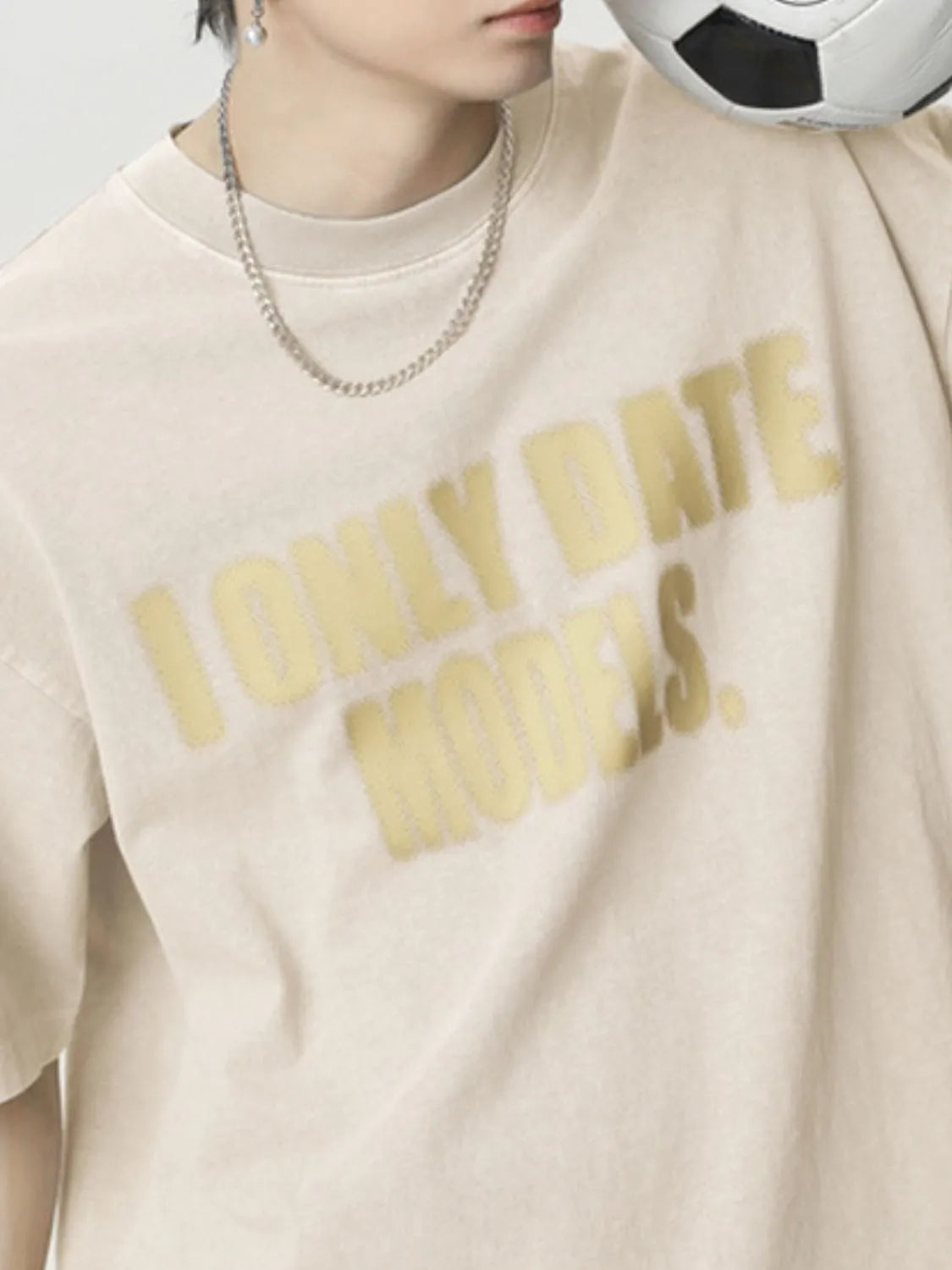 Men's Letter Round Neck Half Sleeve T-Shirt