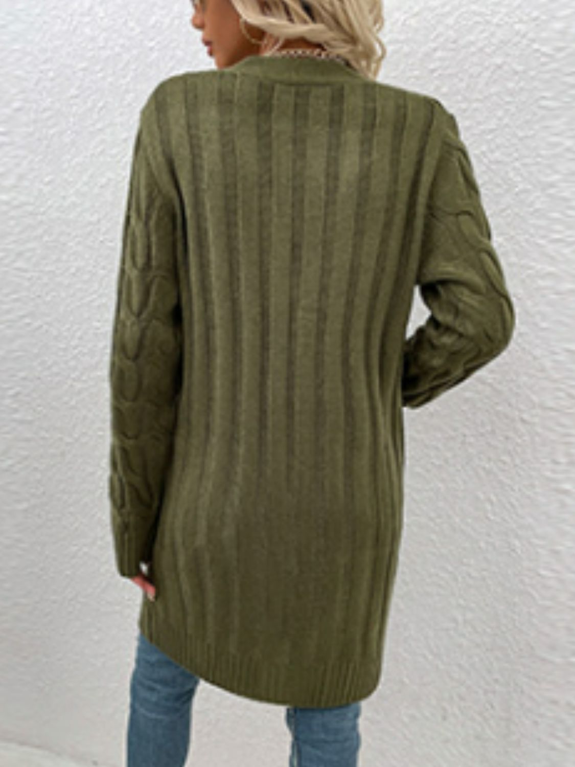 Women Cable-Knit Button Down Cardigan with Pockets nicholesgifts