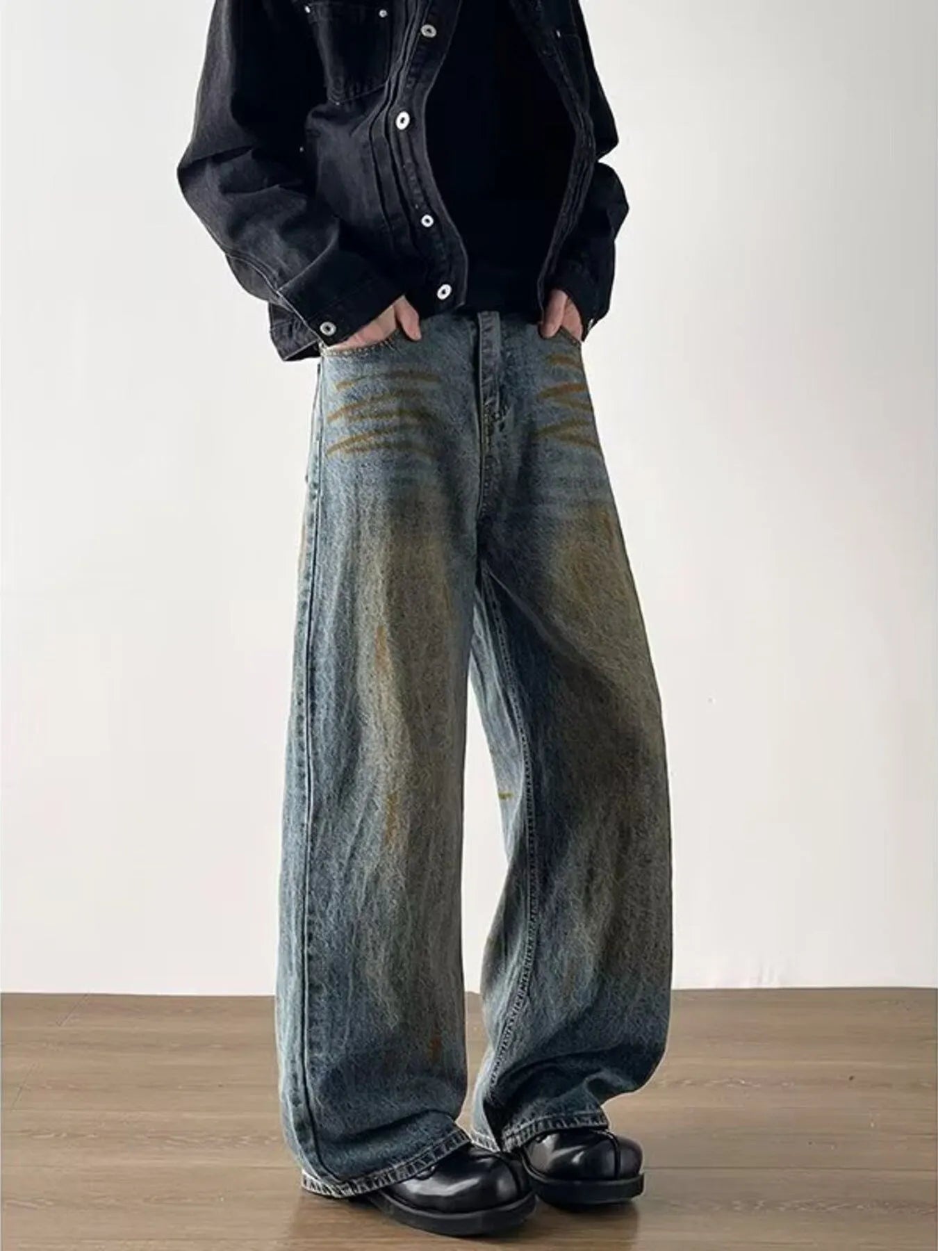 Men's Full Size Wide-Leg Jeans Plus Size Trendsi