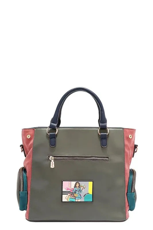Nicole Lee USA Eco-Leather Handbag with Side Pockets Trendsi