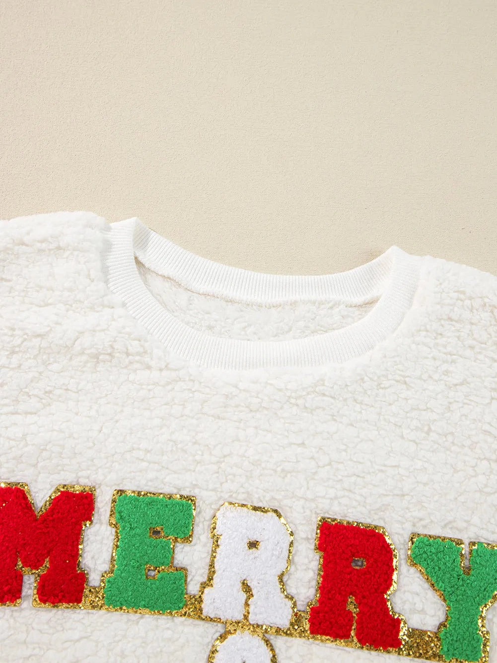 NicholesGifts Women MERRY & BRIGHT Round Neck Long Sleeve Sweatshirt NicholesGifts