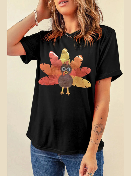 Graphic Round Neck Short Sleeve T-Shirt