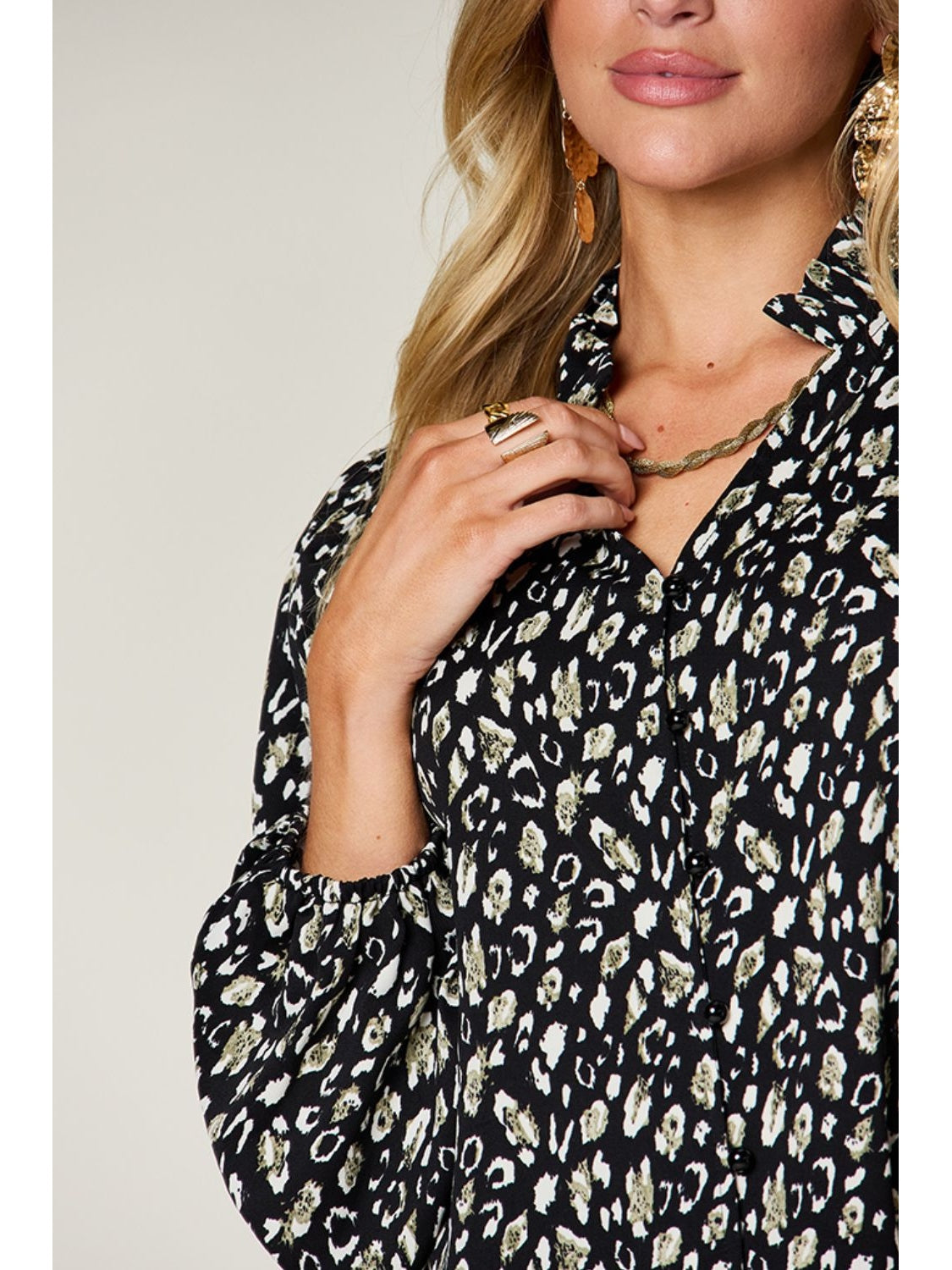Women Double Take Full Size Leopard Long Sleeve Blouse NicholesGifts