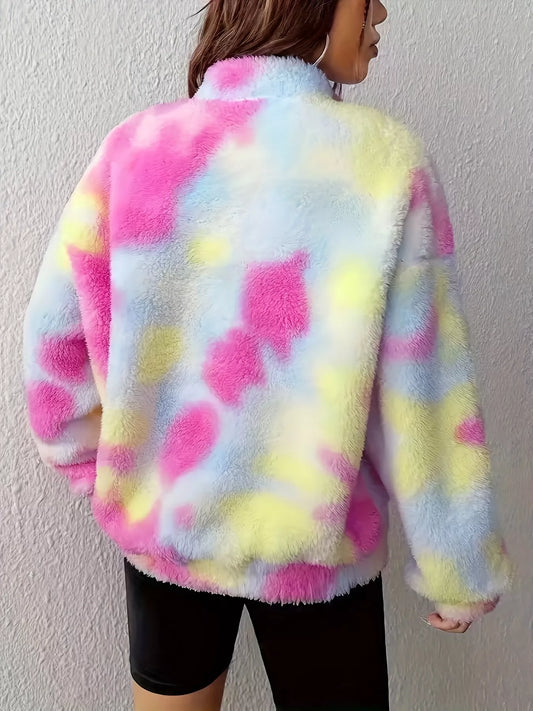 Tie-Dye Fuzzy Quarter Zip Sweatshirt nicholesgifts