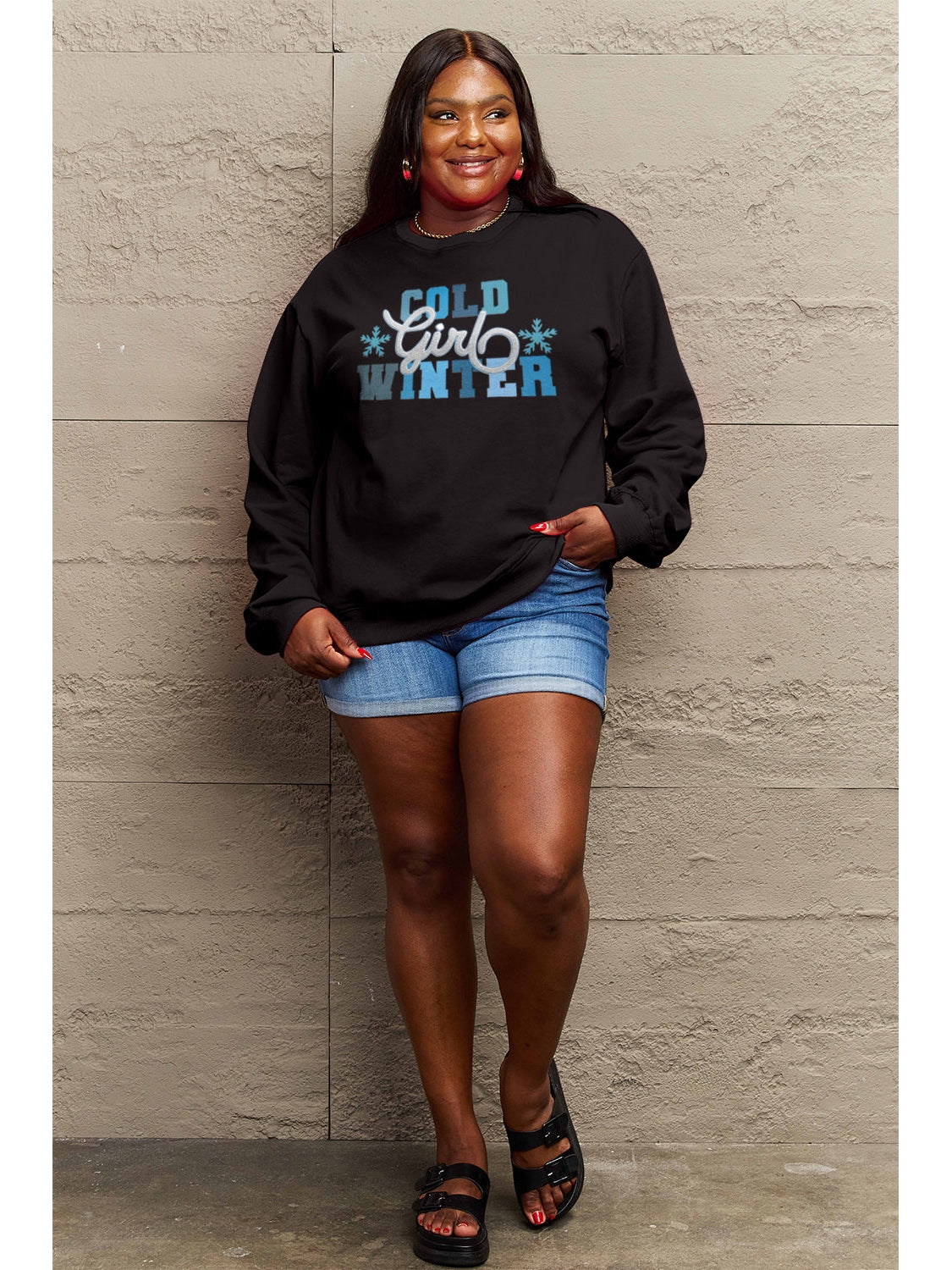 Simply Love Full Size COLD WINTER Graphic Long Sleeve Sweatshirt NicholesGifts