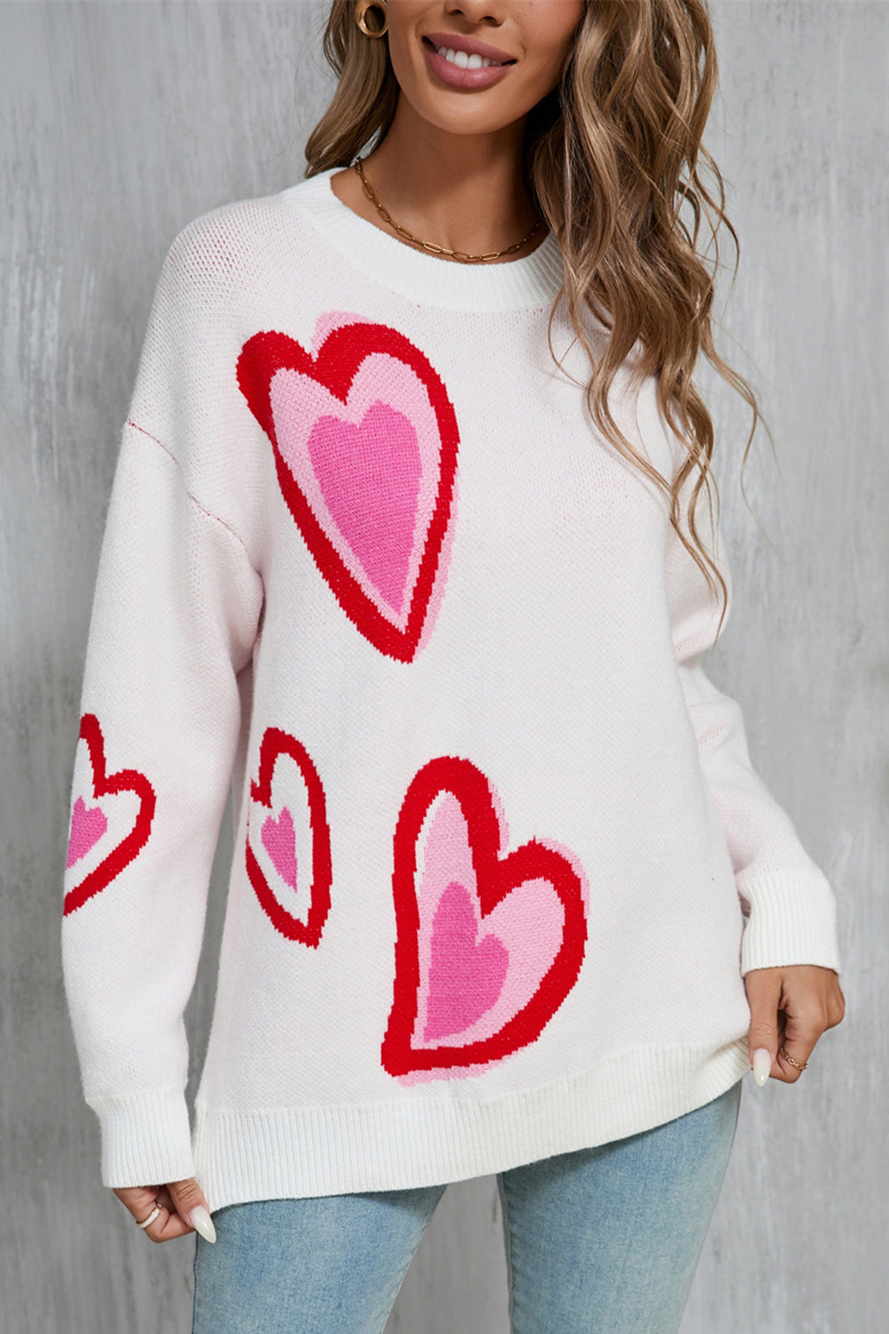 NicholesGifts Women Angel Wings Heart Round Neck Long Sleeve Sweater NicholesGifts