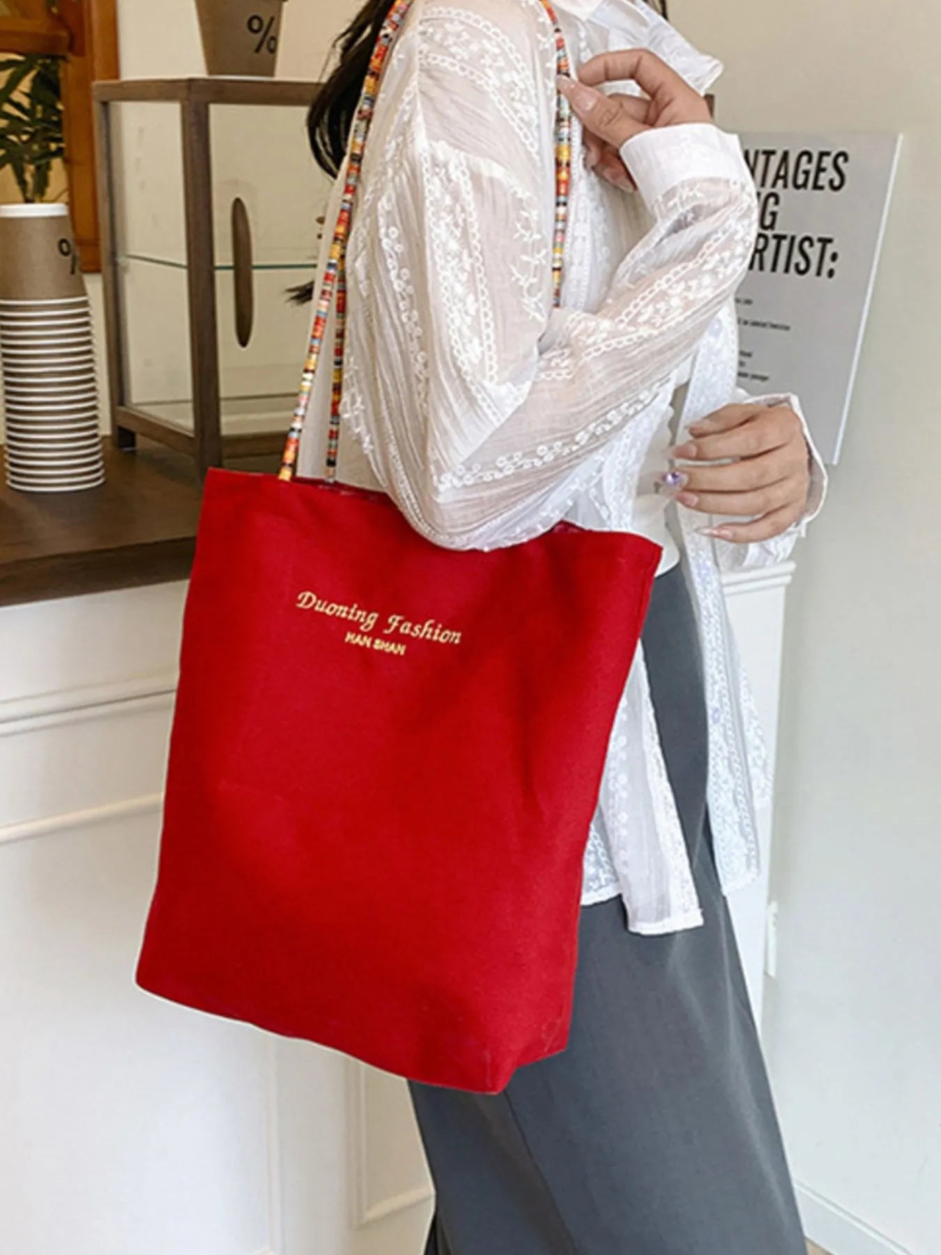 Gingham Pattern Tote Bag Trendsi