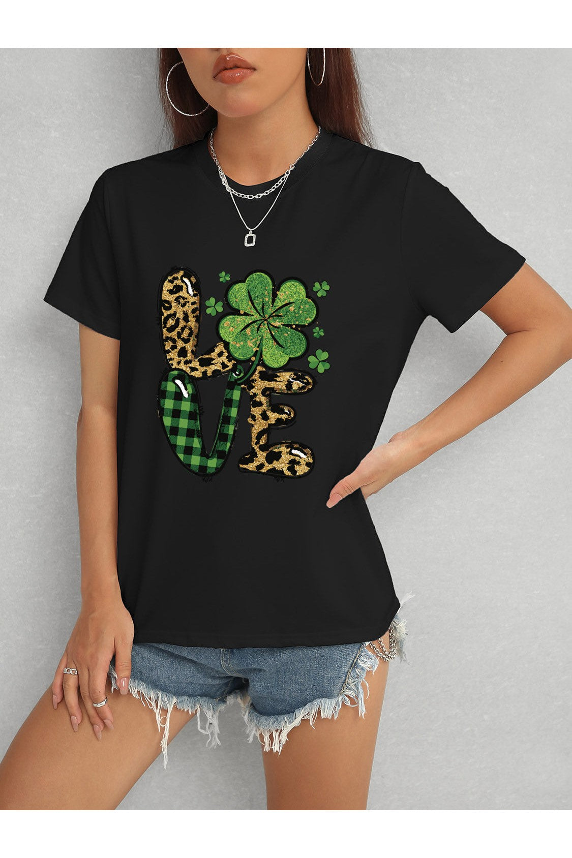 Women LOVE Round Neck Short Sleeve T-Shirt NicholesGifts