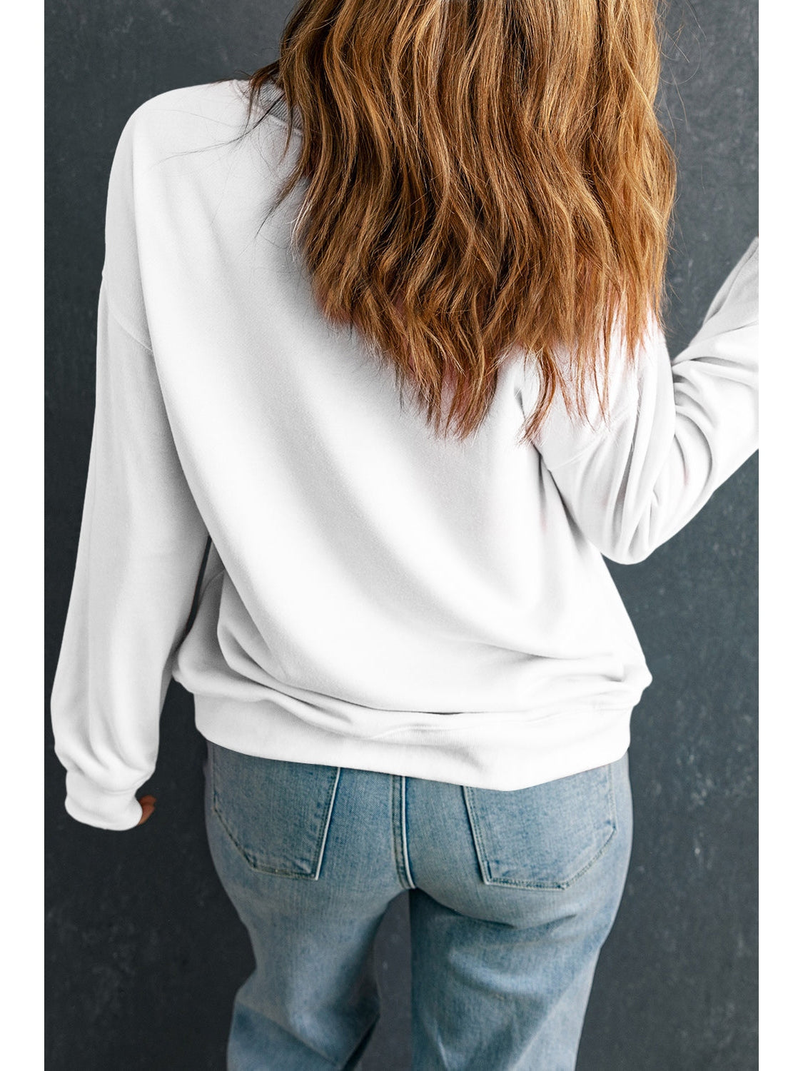 Letter Graphic Round Neck Long Sleeve Sweatshirt NicholesGifts