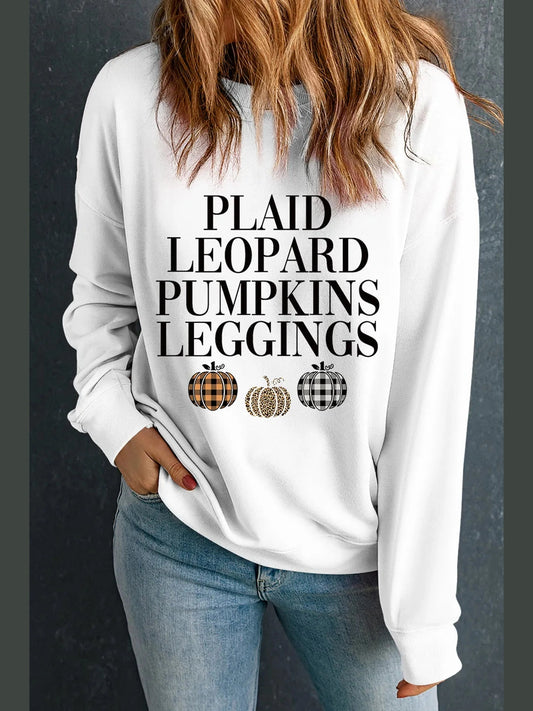 Letter Graphic Round Neck Long Sleeve Sweatshirt Trendsi